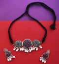 Silver-Plated Alloy Designer Oxidised Choker Necklace - The Pari