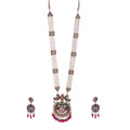 Gold-Polished Alloy Long Pearl Rani Haar Necklace With Thewa Pendant - The Pari