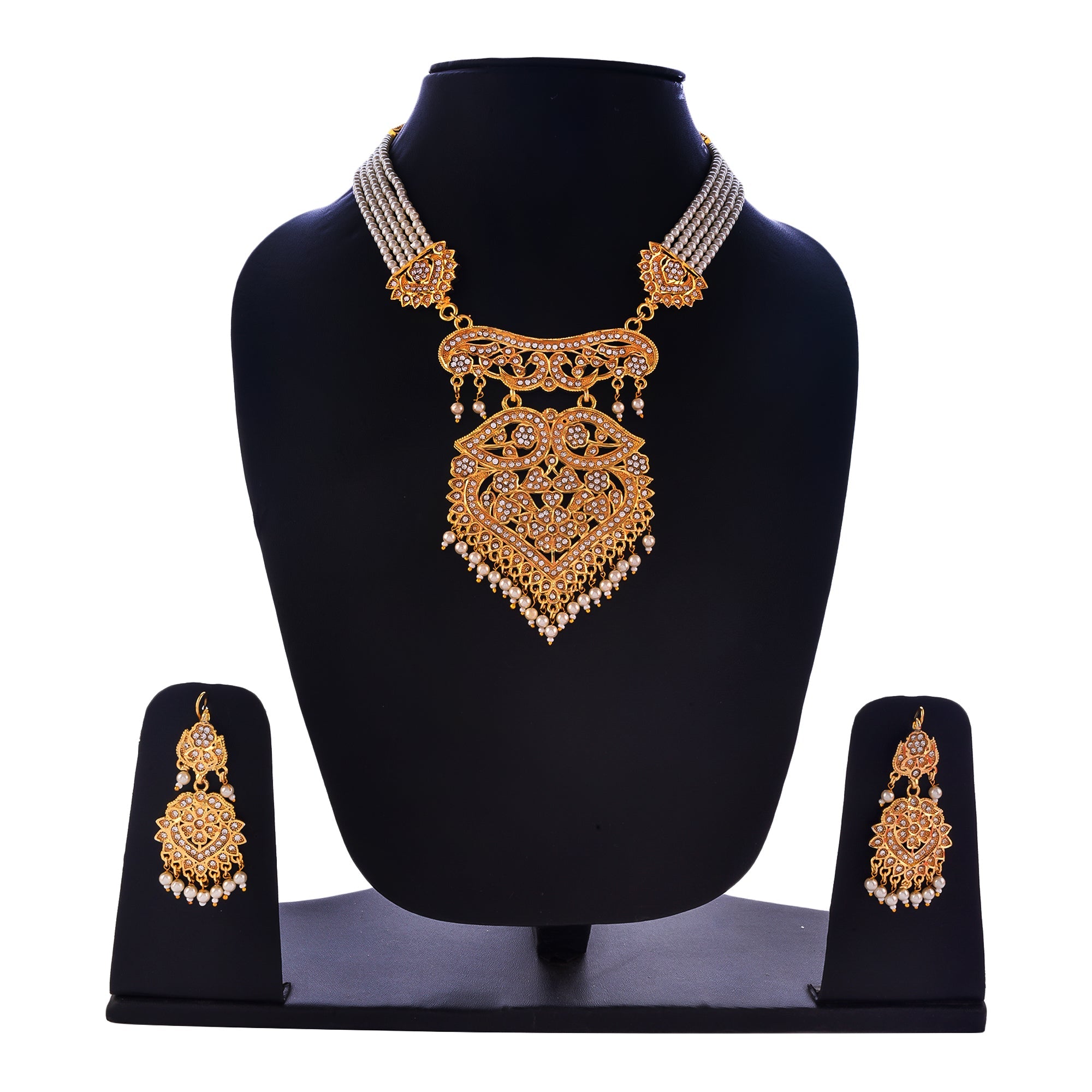 Gold-Polished Alloy Polki Work Long Pearl Rani Haar Necklace - The Pari