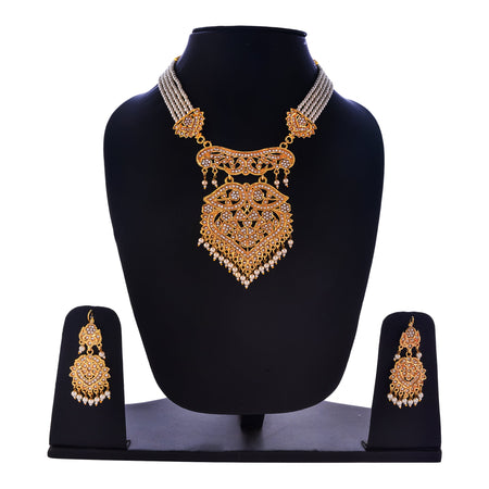 Gold-Polished Alloy Polki Work Long Pearl Rani Haar Necklace - The Pari