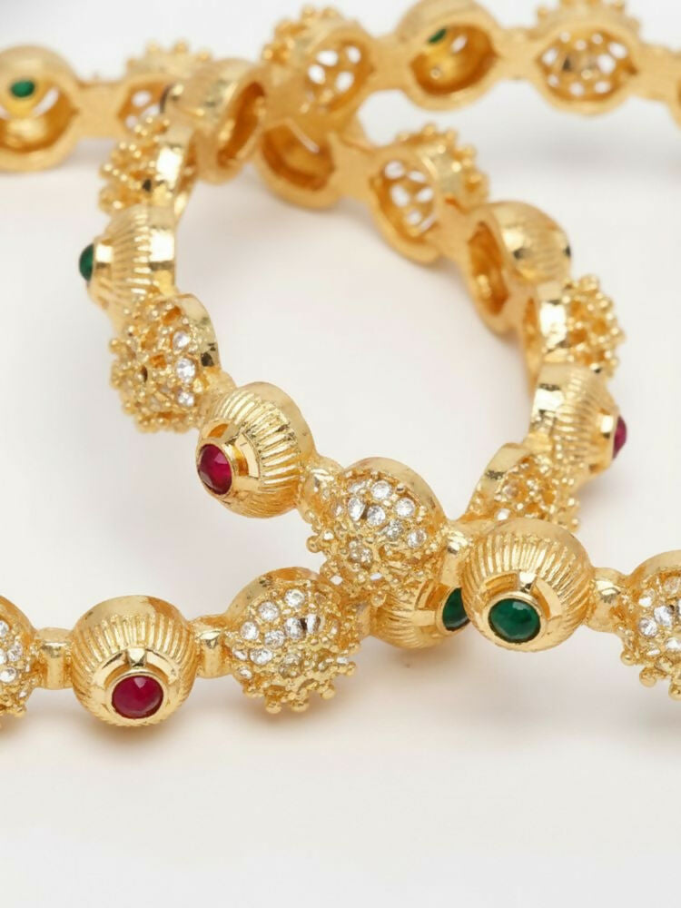 NVR Women Set of 2 Gold Plated Artificial Stone Bangle - Distacart