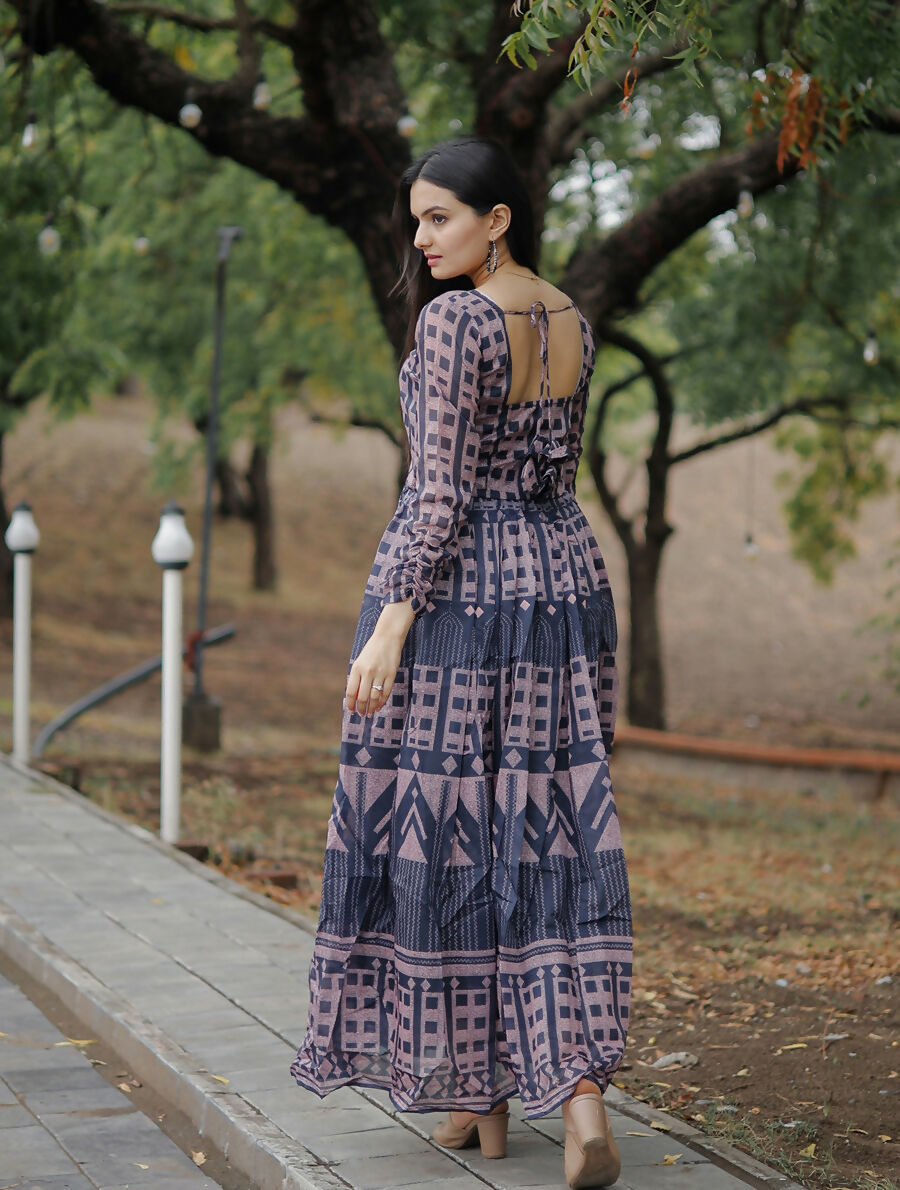 Aayaa Pure Chanderi Gown With Heavy Digital Print - Multi Color - Distacart