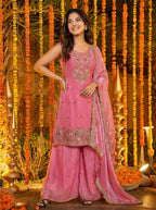 Teeya Creation Pink Fendy Silk Beads Work Designer Wedding Wear Salwar Suit - Distacart