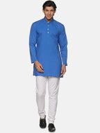 Sethukrishna Men Blue Pure Cotton Kurta with Pyjamas - Distacart