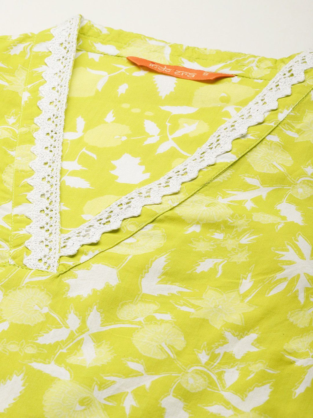Indo Era Floral Printed Pure Cotton Kurta with Trousers - Distacart