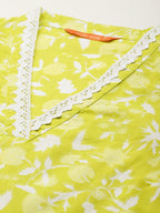 Indo Era Floral Printed Pure Cotton Kurta with Trousers - Distacart