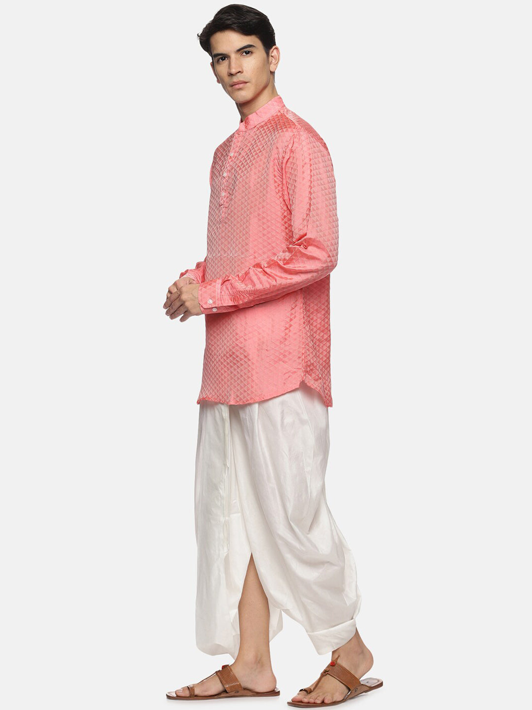 Sethukrishna Men Red Striped Kurta with Dhoti Pants - Distacart