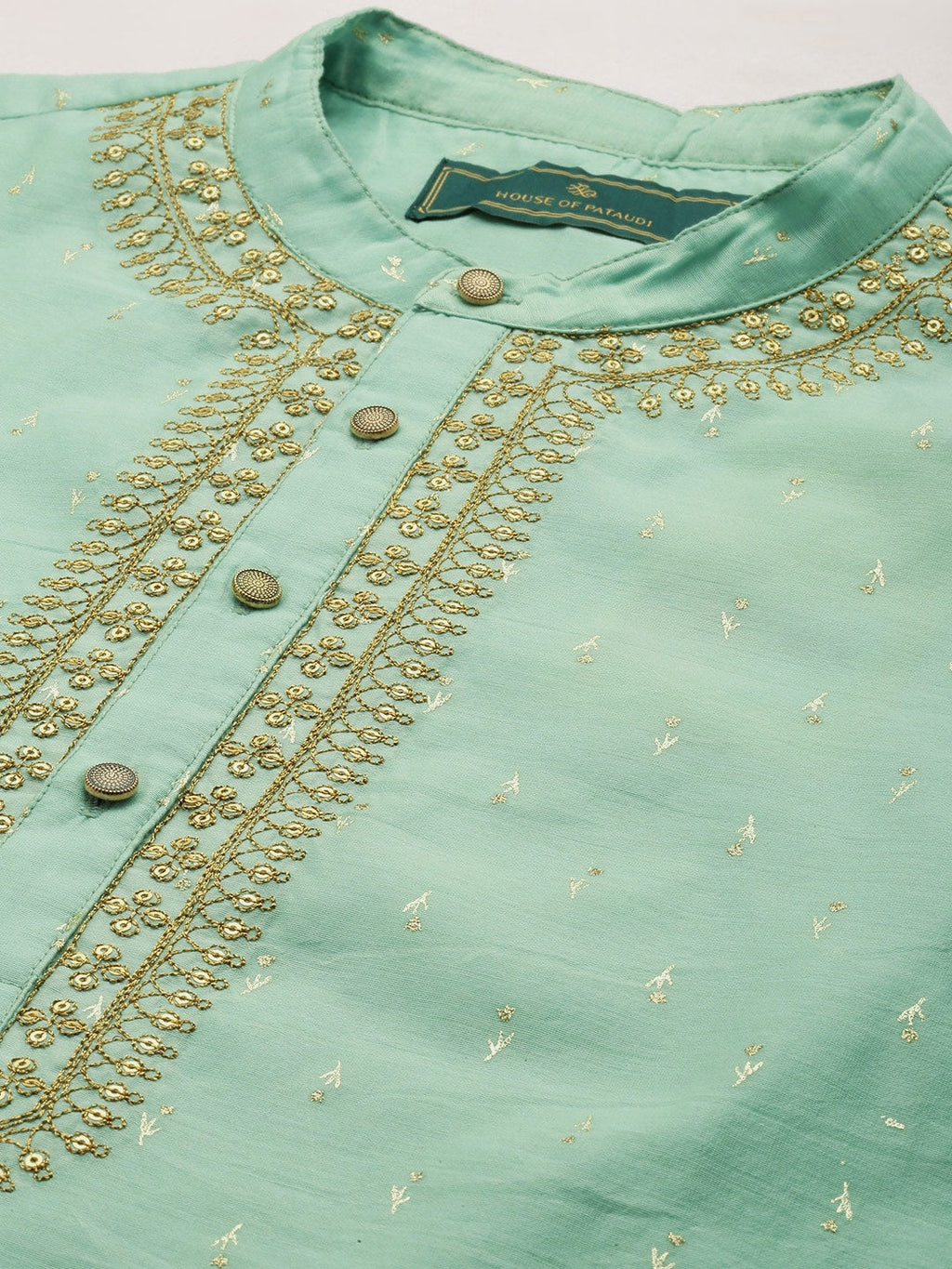 House of Pataudi Floral Printed Sequined Yoke Design Jashn Kurta