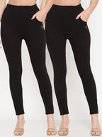 TAG 7 Set Of 2 Black Solid Leggings