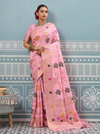 Shree Shyam Fashion Light Pink Silk Saree - Distacart
