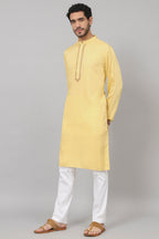 Neckline Embroidered Cotton Kurta by Hilo Design