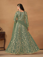 Anaita Light Green Embroidered Butterfly Net Anarkali Suit - Distacart