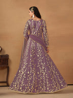 Anaita Purple Embroidered Butterfly Net Anarkali Suit - Distacart