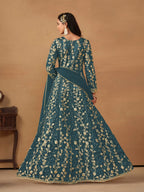 Anaita Dark Grey Embroidered Butterfly Net Anarkali Suit - Distacart