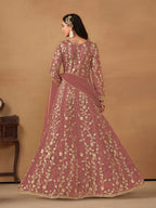 Anaita Peach Embroidered Butterfly Net Anarkali Suit - Distacart