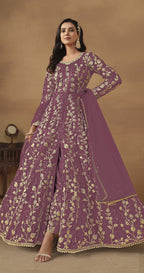 Anaita Lavender Embroidered Butterfly Net Anarkali Suit - Distacart
