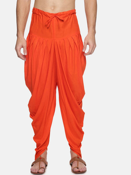 Sethukrishna Men Orange Solid Dhoti Pants