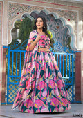 Wedding Partywear Green with Pink Slim Georgette Lehenga Choli with Shrug- Shehnaaz
