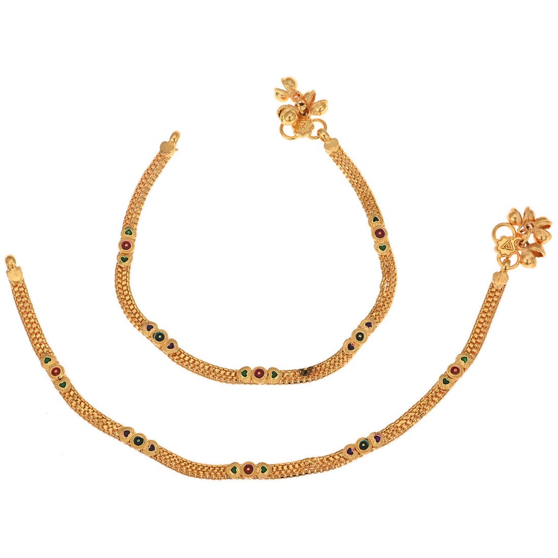 AanyaCentric Gold Plated Traditional Anklets Payal - Classic and Stylish for Women and Girls - Distacart