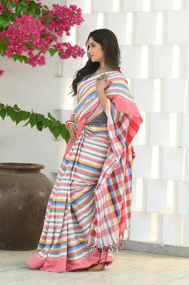 Beatitude Multicolor Cotton Handloom Saree
