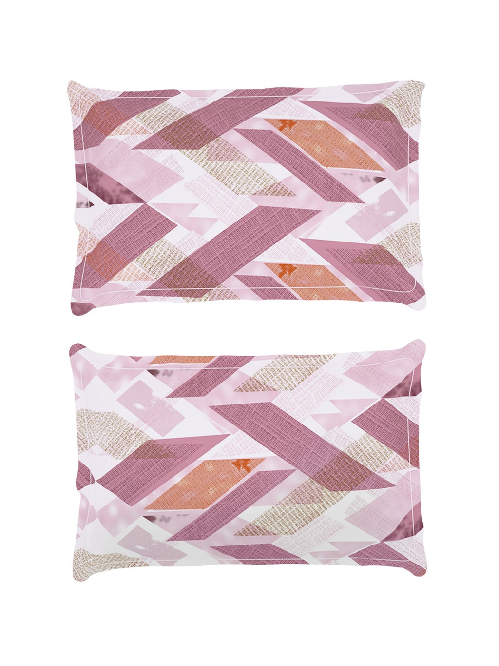 Story@home Arena Pink & White Geometric Printed 180 TC Bedsheet & Pillow Covers - Distacart