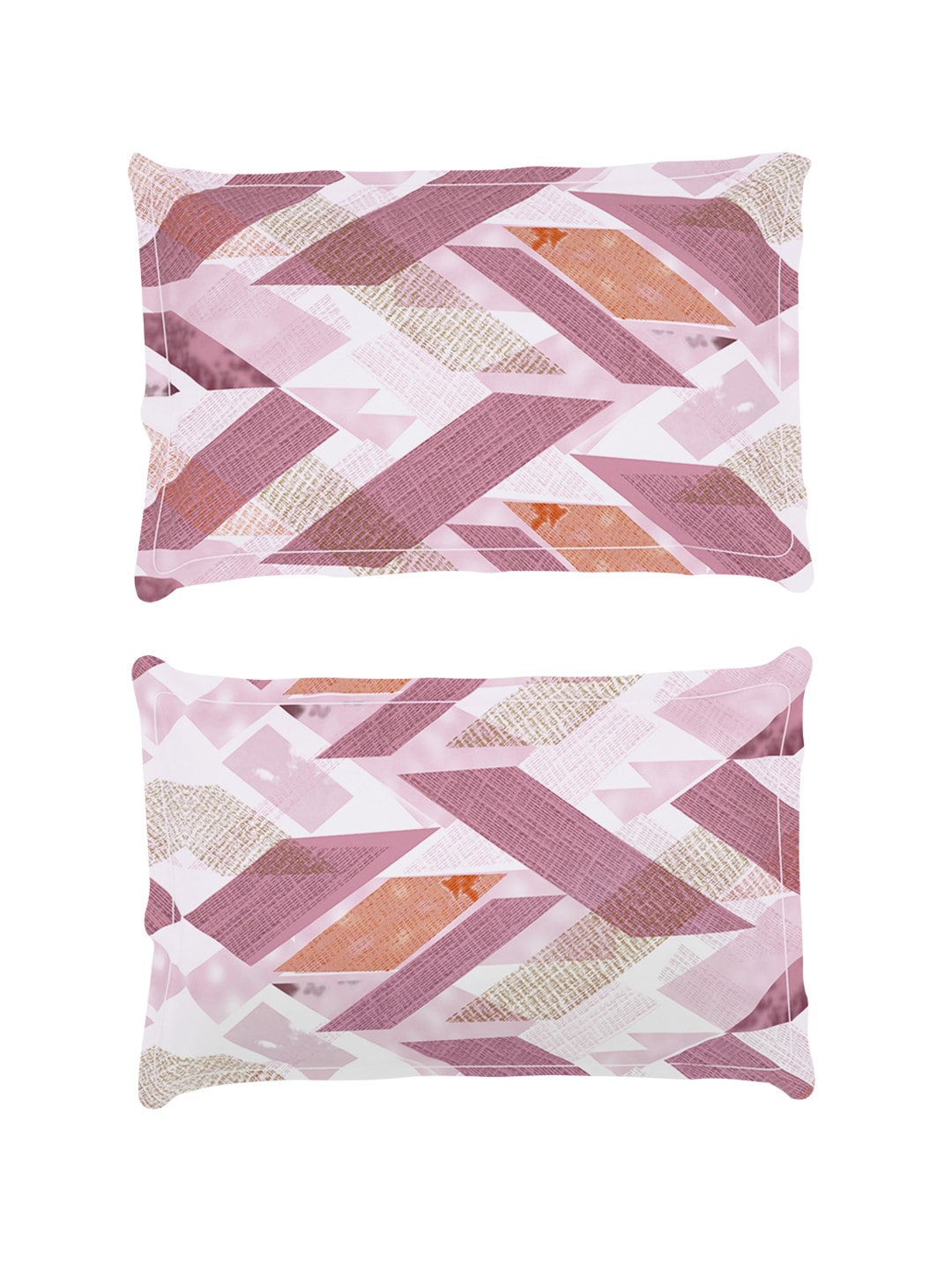 Story@home Arena Pink & White Geometric Printed 180 TC Bedsheet & Pillow Covers - Distacart