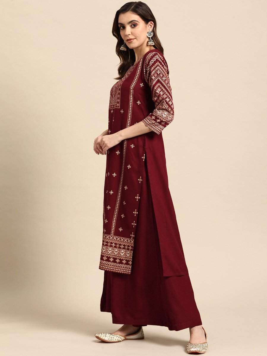 All About You Women Ethnic Motifs Printed Kurta with Palazzos & Dupatta