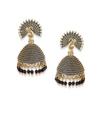 Anikas Creation Gold Plated & Blue Enamelled Peacock Shaped Jhumkas - Distacart