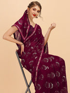 Sangria Women Burgundy Sarees - Distacart