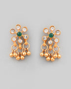VOJ Gold-Polished Traditional Flower Shaped Copper Jewellery Set