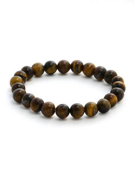Tiger Eye Brown and Black Round crystal Beads Elastic Bracelet - Ruby Raang