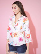 Myshka Women's Multi Printed V-Neck Top