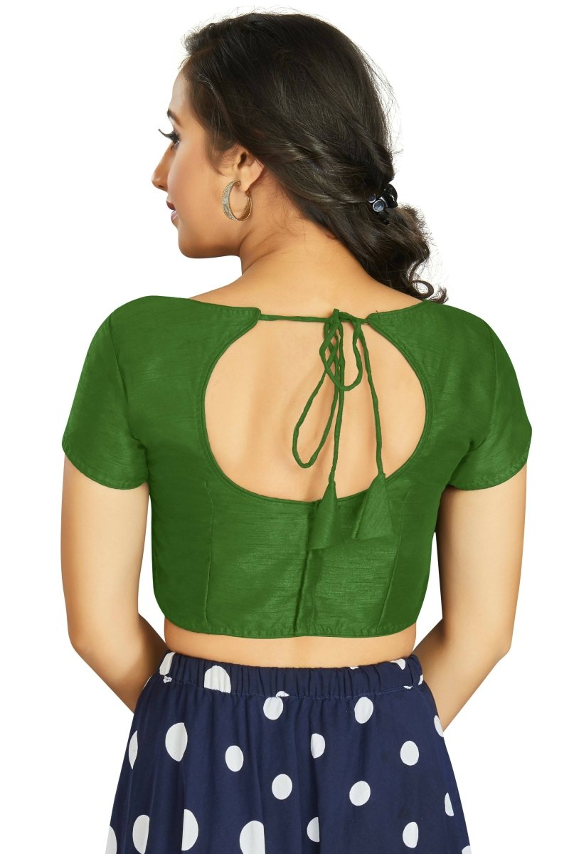Aastha Fashion Women's Mehendi Art Silk Designer Festive Wear Readymade Blouse
