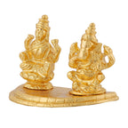 Estele Gold-Polished Goddess Laxmi & Lord Ganapati Idol for Pooja & Car Decor