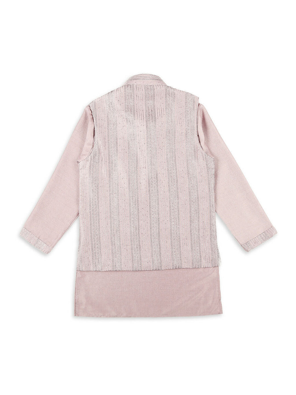 Joban Fashion Kids Island Embroidery Sequence Full Sleeves Kurta, Pyjama Set with Nehru Jacket - Pink - Distacart