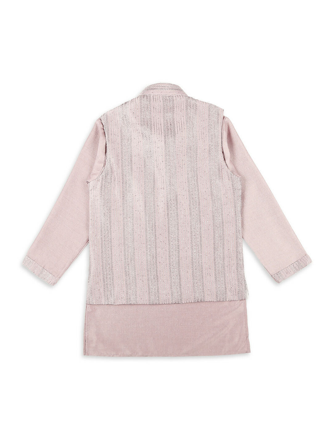 Joban Fashion Kids Island Embroidery Sequence Full Sleeves Kurta, Pyjama Set with Nehru Jacket - Pink - Distacart