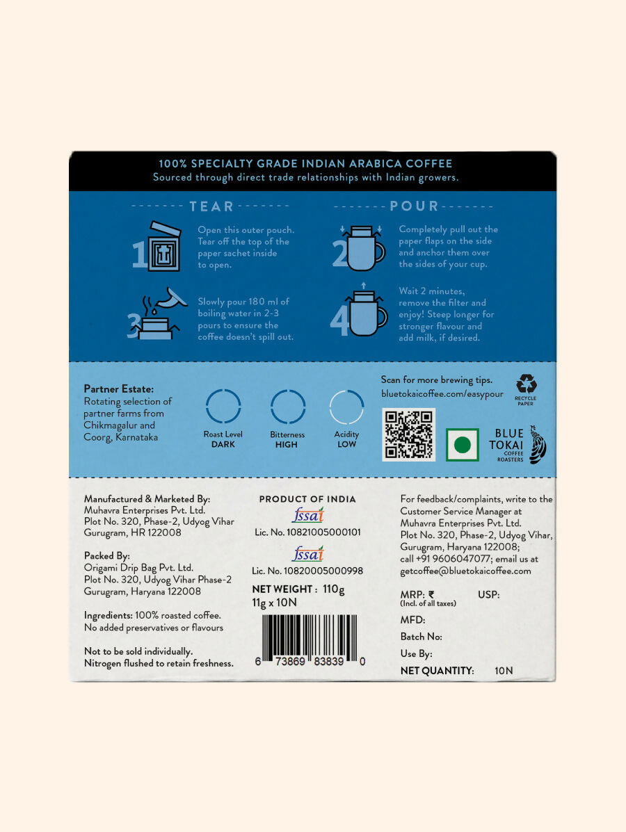 Blue Tokai Vienna Dark Roast Easy Pour Sachets - Distacart