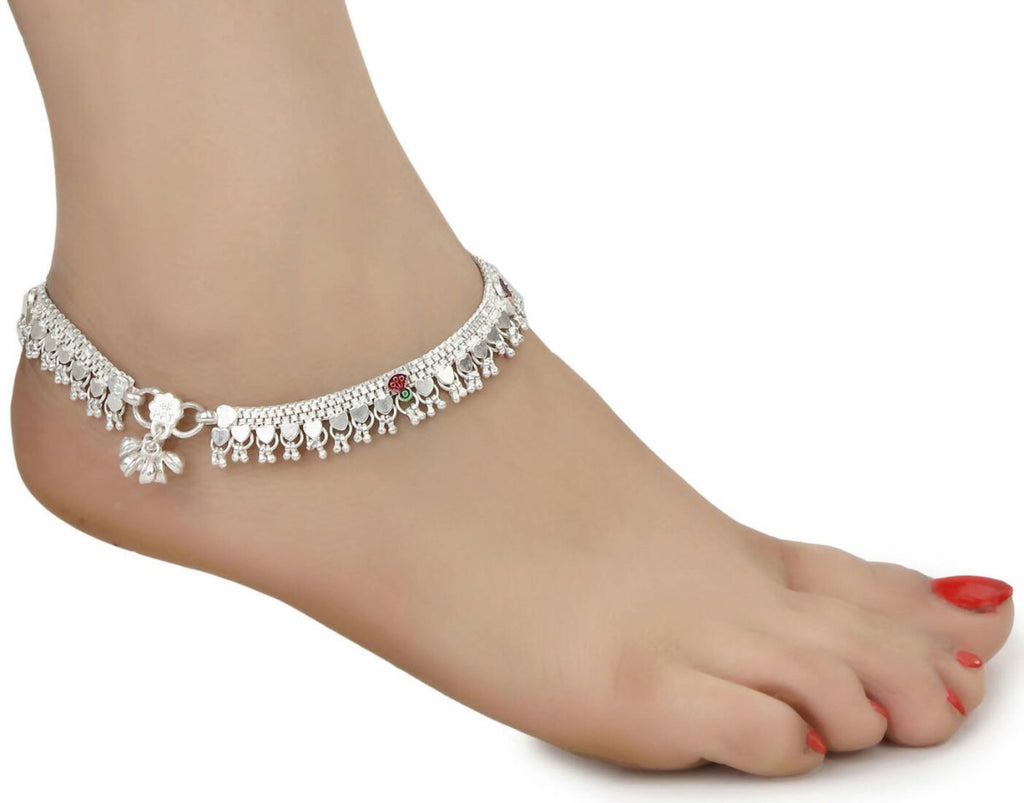 AanyaCentric Gold-plated Mangalsutra Pendant Earring Set & Silver Plated Anklet - Distacart