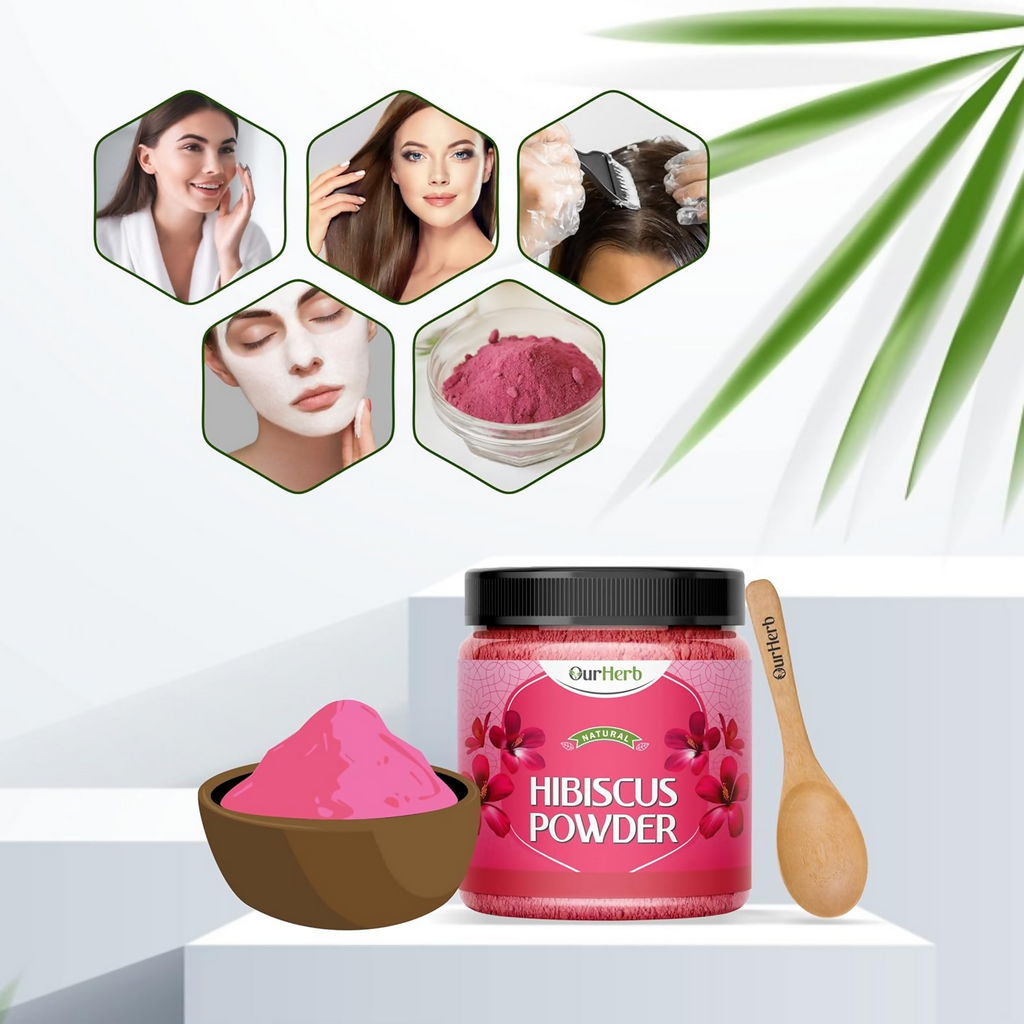 OurHerb Hibiscus Flower Powder For Face Pack And Hair Mask For All Types Of Hair