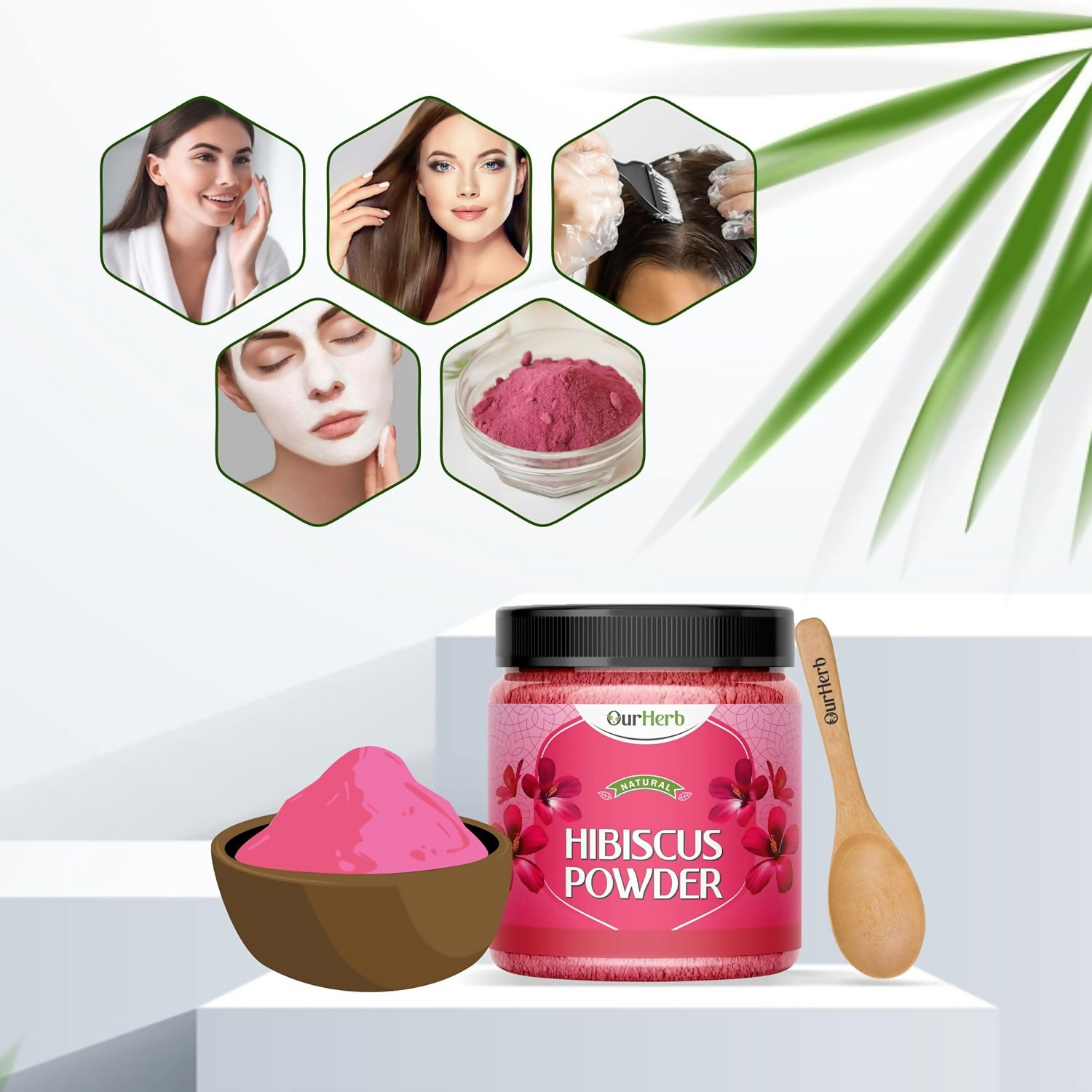 OurHerb Hibiscus Flower Powder For Face Pack And Hair Mask For All Types Of Hair