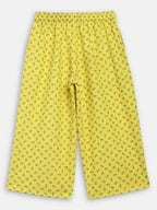 Ahalyaa Yellow Viscose Rayon Straight Kids Kurta Pants With Dupatta For Girls
