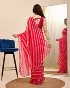 Red Georgette Designer Printed Ready To Wear Saree - Ibiza