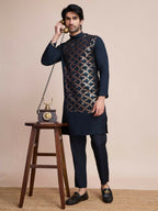 Vastranavya Traditional Festival Wear Pure Silk Thread & Sequence Embroidered Work Kurta