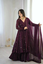Teeya Creation Violet Crunchy Silk Embroidery Work Designer Suit - Distacart