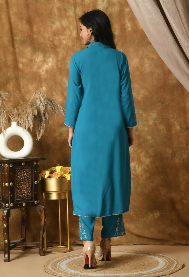 Joban Fashion Blue Cotton Rayon Kurta Set
