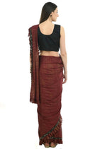 Mominos Fashion All Season Wear Rust And Black Ruffled Ready To Wear Saree - Distacart