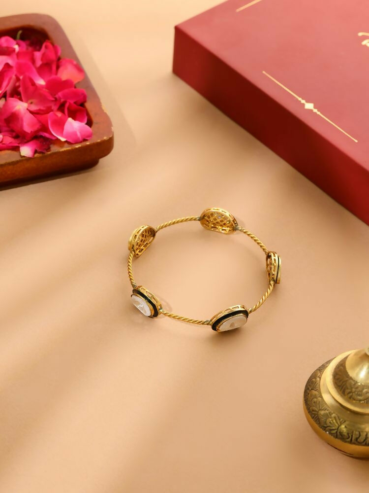 Antique Finish Kundan bangle - Ruby Raang
