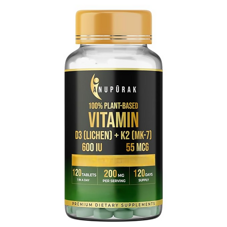 Anupurak Vegan Vitamin D3 K2 MK-7 Tablets