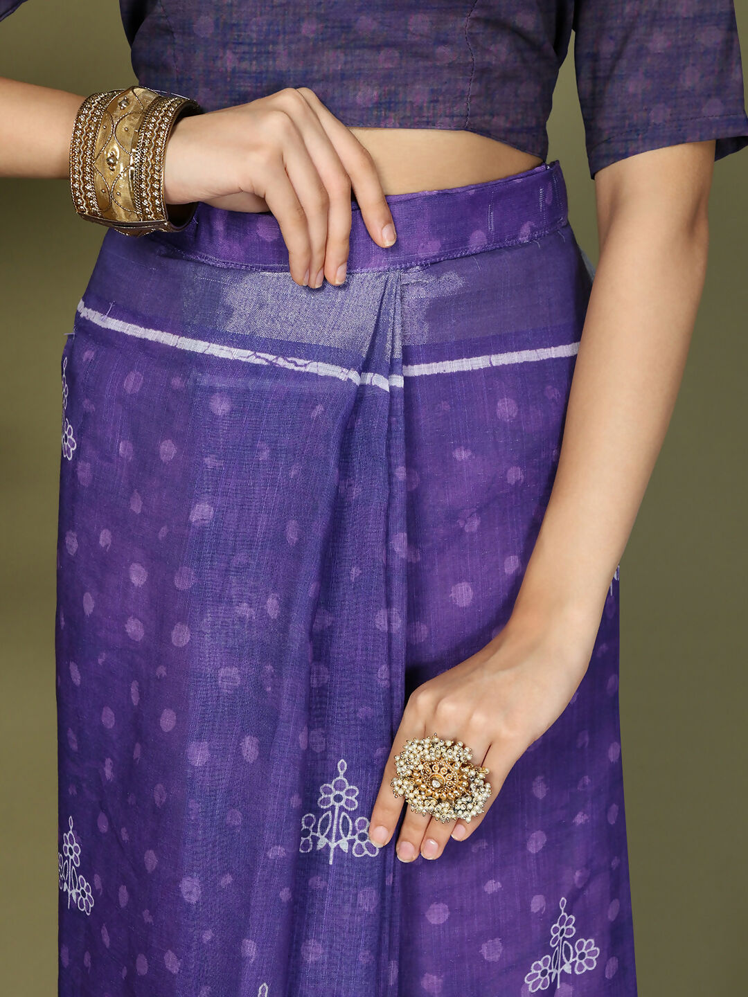 Shree Shyam Fashion Cotton Violet Saree - Distacart