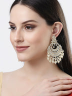 NVR Women Gold-Plated Kundan Chandbali Earrings - Distacart